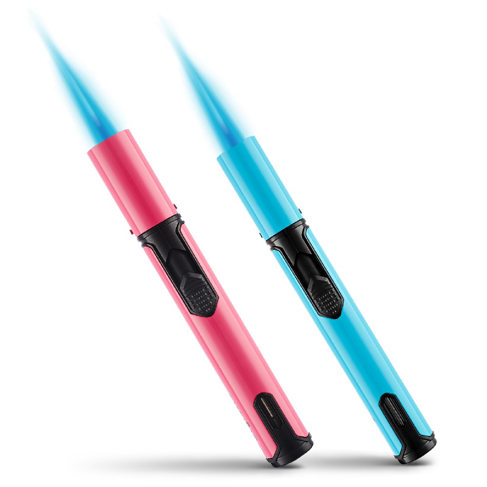 Urgrette Spring Colors 2 Pack Butane Torch Lighters-753(Aqua Blue+Peach Pink)